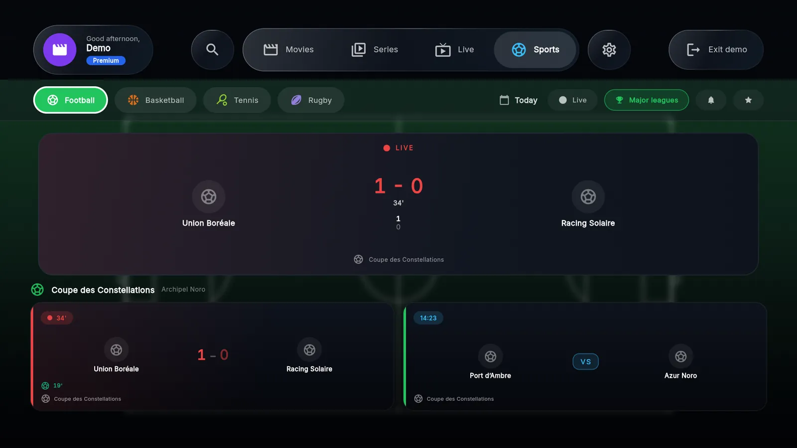 L'espace sport de DringTV avec les scores en direct